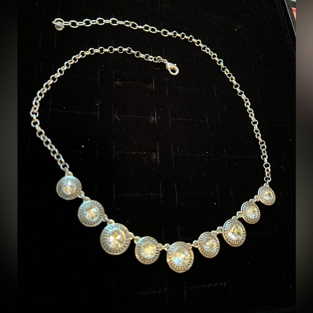 Vintage Napier Silver Necklace with Intricate Circular Design and Rhinestones - Picture 8 of 9